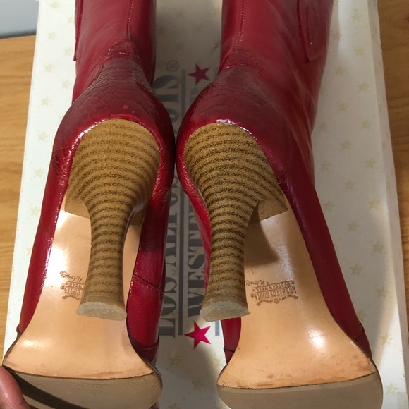 Authentic Los Altos Ostrich Leg Boots, Red Sz 8.5 - Picture 7 of 8